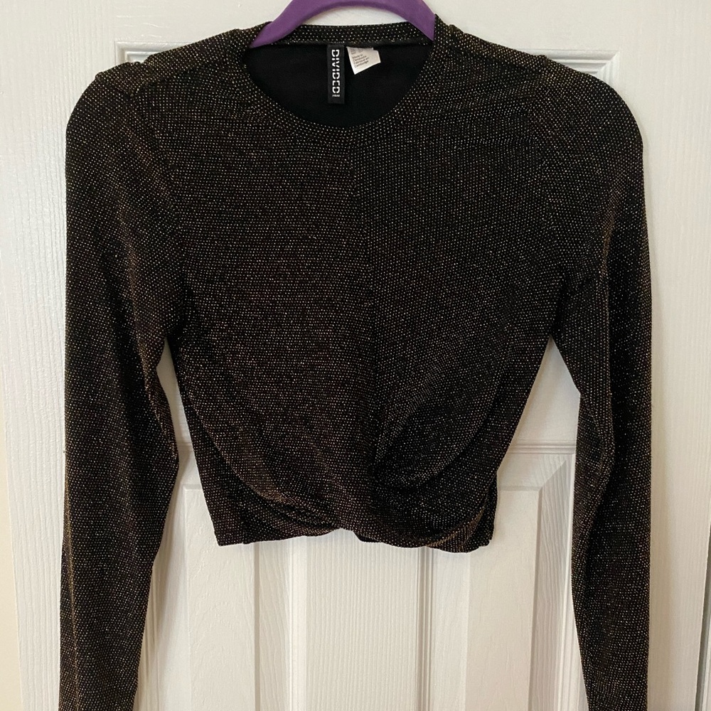Gold and Black Sparkly Crop Top